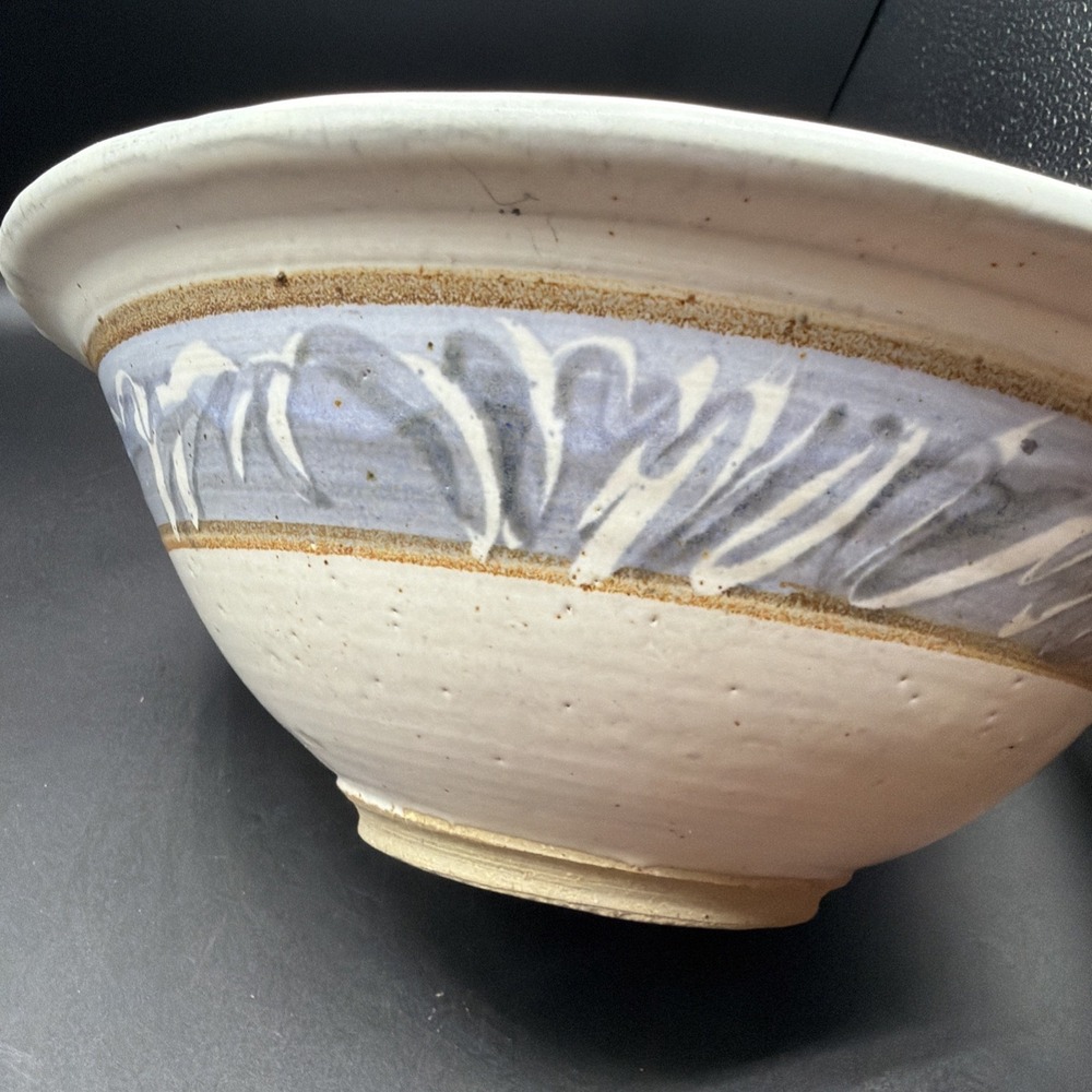 VTG Artist Signed Studio Pottery Large Serving Bowl Glazed Stoneware Signed 12" - Picture 4 of 7